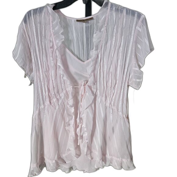 NWT Notations Women’s Size L Pink Two Piece Blouse Set Camisole + Shell Layer - Picture 1 of 10